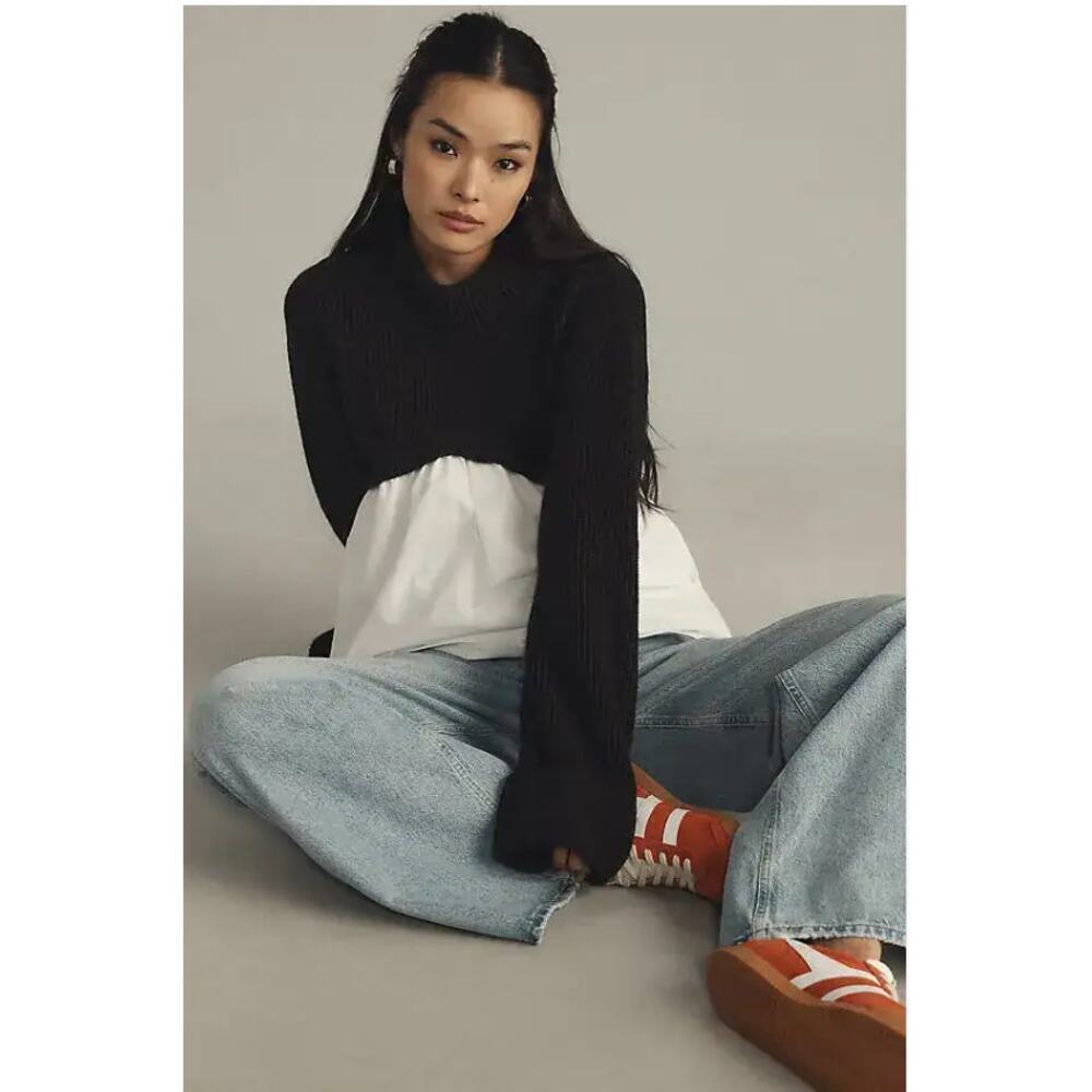 mauve mock neck babydoll twofer top